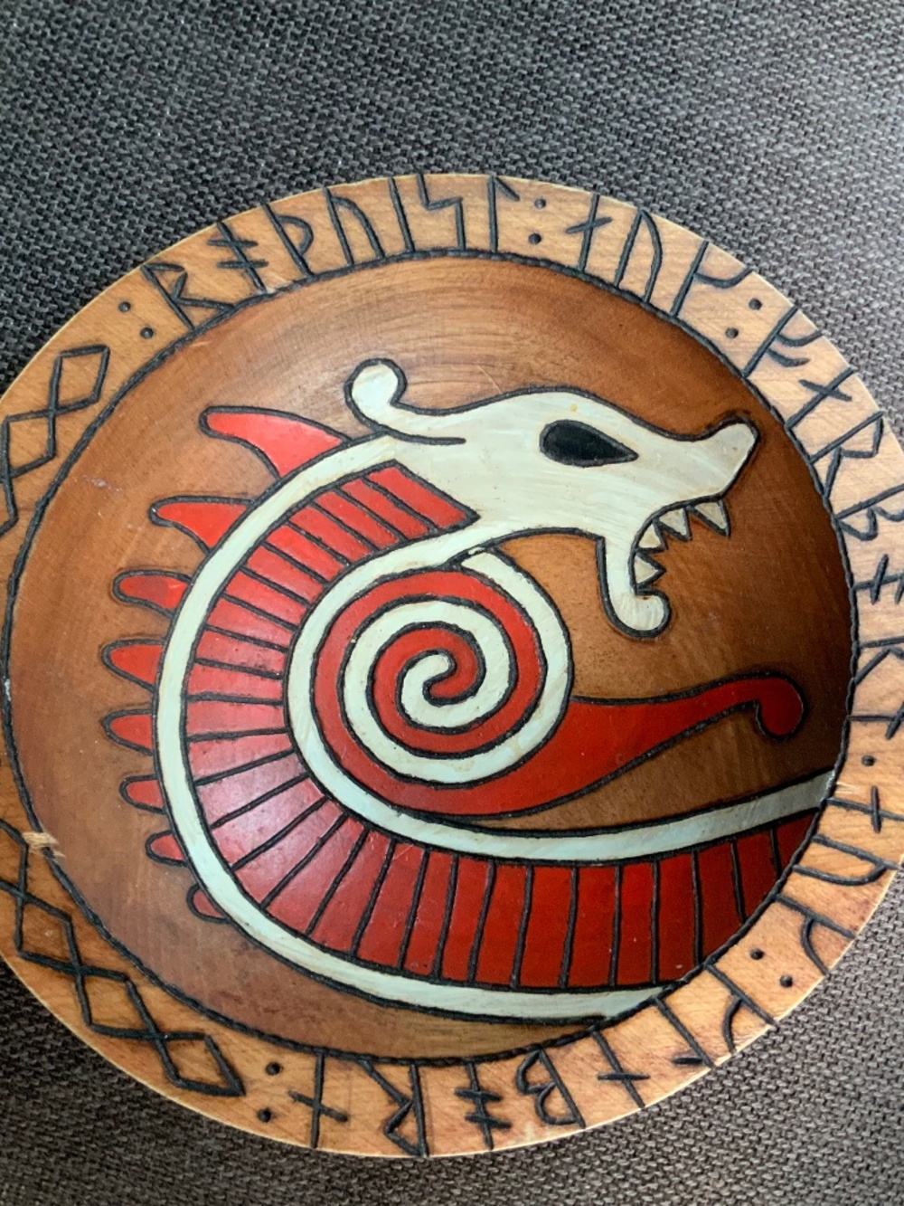 Mid-century modern hand carved and painted bowl by Baribocraft